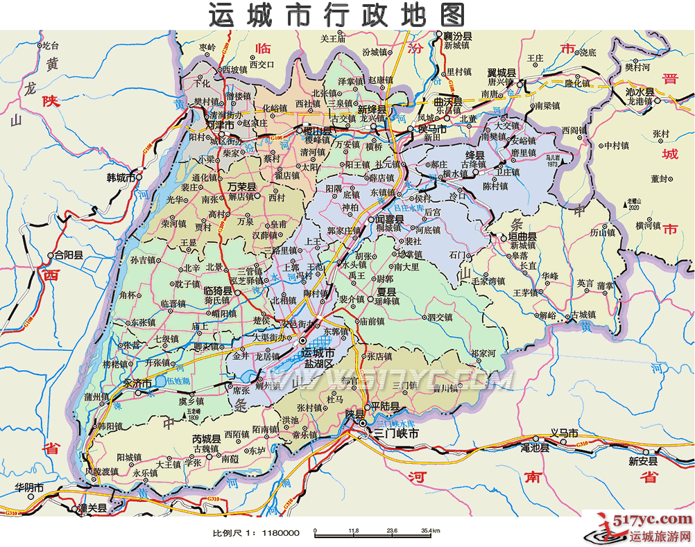 山西运城行政地图
